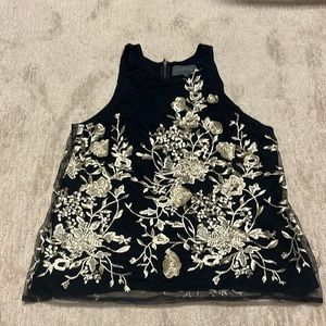 Embroidered black and gold tank